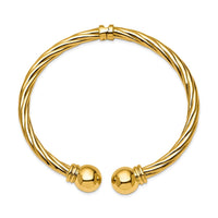 Load image into Gallery viewer, 14k Polished Twisted Ball Hinged Cuff Bangle
