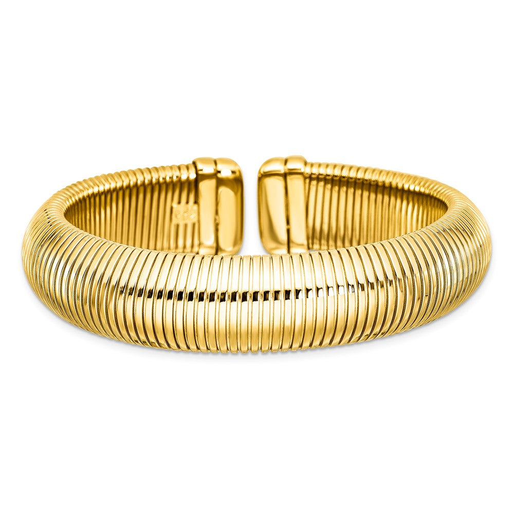 14k Polished Half Round Omega 15mm Cuff Bangle