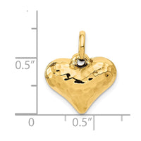 Load image into Gallery viewer, 14K Polished and Hammered 3-D Heart Pendant
