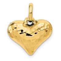 Load image into Gallery viewer, 14K Polished and Hammered 3-D Heart Pendant
