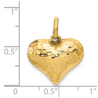 Load image into Gallery viewer, 14K Polished and Hammered 3-D Heart Pendant
