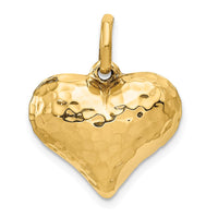 Load image into Gallery viewer, 14K Polished and Hammered 3-D Heart Pendant
