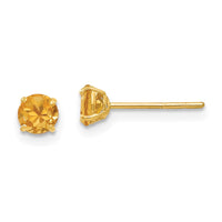 Load image into Gallery viewer, 14k Madi K Round Citrine 4mm Post Earrings
