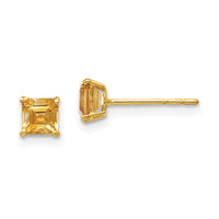 Load image into Gallery viewer, 14k Madi K Citrine 4mm Square Post Earrings
