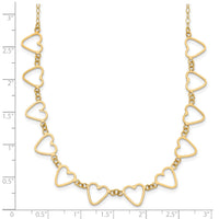 Load image into Gallery viewer, 14K Oval Cable with Open Flat Hearts 16 inch w/ 2in ext Necklace
