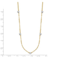 Load image into Gallery viewer, 14K Two-tone Oval Chain Diamond Cut Stars w/ 2in Ext Necklace
