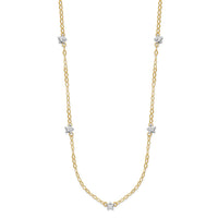 Load image into Gallery viewer, 14K Two-tone Oval Chain Diamond Cut Stars w/ 2in Ext Necklace

