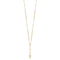 Load image into Gallery viewer, 14k Diamond-cut 3mm Beaded Semi-solid Rosary Necklace
