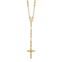 Load image into Gallery viewer, 14k Diamond-cut 3mm Beaded Semi-solid Rosary Necklace
