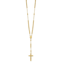 Load image into Gallery viewer, 14k Diamond-cut 4mm Beaded Semi-solid Rosary 24 inch Necklace
