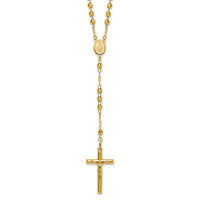 Load image into Gallery viewer, 14k Diamond-cut 4mm Beaded Semi-solid Rosary 24 inch Necklace
