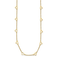 Load image into Gallery viewer, 14k Polished Open Hearts on Heart Link 17-Station Necklace
