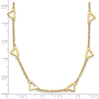 Load image into Gallery viewer, 14k Polished Open Hearts on Heart Link 17-Station Necklace
