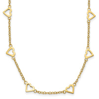 Load image into Gallery viewer, 14k Polished Open Hearts on Heart Link 17-Station Necklace
