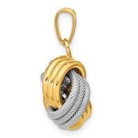 Load image into Gallery viewer, 14k Two-Tone Polished Textured Love Knot Pendant
