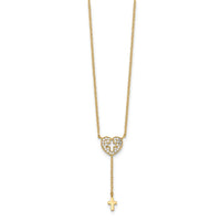 Load image into Gallery viewer, 14K Heart with Cross CZ Necklace

