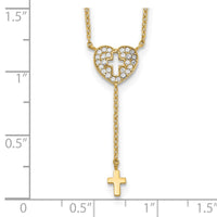 Load image into Gallery viewer, 14K Heart with Cross CZ Necklace
