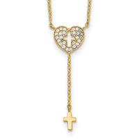 Load image into Gallery viewer, 14K Heart with Cross CZ Necklace
