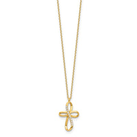 Load image into Gallery viewer, 14K Ribbon Cross CZ Slide with 2IN EXT Necklace
