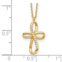 Load image into Gallery viewer, 14K Ribbon Cross CZ Slide with 2IN EXT Necklace
