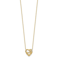 Load image into Gallery viewer, 14K Heart with Flowers &amp; CZ with 2IN EXT Necklace
