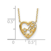Load image into Gallery viewer, 14K Heart with Flowers &amp; CZ with 2IN EXT Necklace
