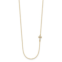 Load image into Gallery viewer, 14K Small Cross CZ with 2IN EXT Necklace
