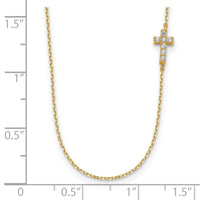 Load image into Gallery viewer, 14K Small Cross CZ with 2IN EXT Necklace
