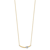 Load image into Gallery viewer, 14K Two-tone Polished CZ Heart on Bar 17in Necklace
