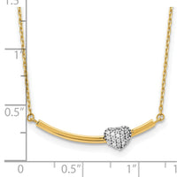 Load image into Gallery viewer, 14K Two-tone Polished CZ Heart on Bar 17in Necklace
