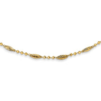 Load image into Gallery viewer, 14K Polished D/C and Textured Fancy Beaded 17in Necklace
