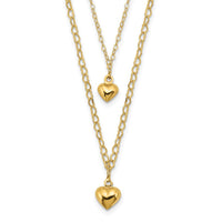 Load image into Gallery viewer, 14K Double Layer Heart Link Polished Hearts 2 in ext. Necklace
