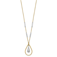 Load image into Gallery viewer, 14K Two-tone Polished &amp; D/C Teardrop Necklace
