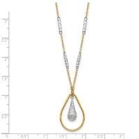 Load image into Gallery viewer, 14K Two-tone Polished &amp; D/C Teardrop Necklace
