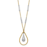 Load image into Gallery viewer, 14K Two-tone Polished &amp; D/C Teardrop Necklace
