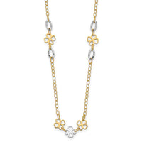 Load image into Gallery viewer, 14K Two-tone Diamond-cut Polished Flower Necklace
