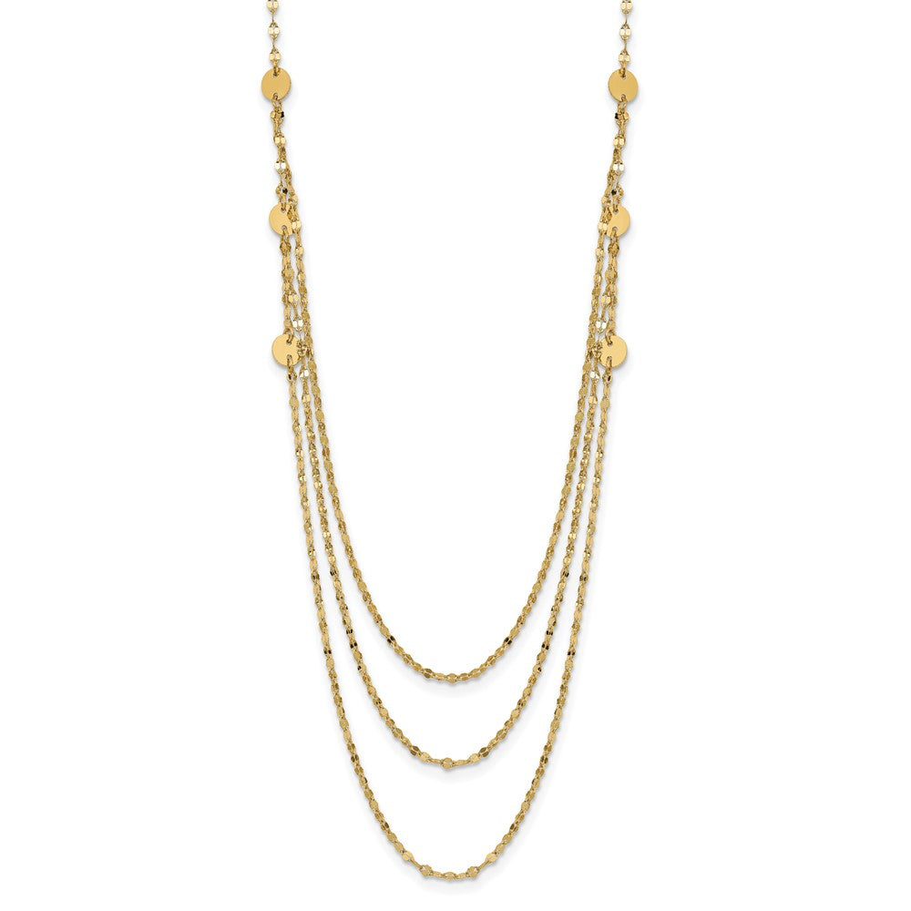14K Triple Layer Polished Circles Fancy Necklace