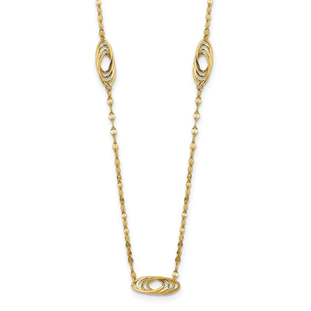 14K Polished Fancy Link Oval Decorative Oval Links Necklace