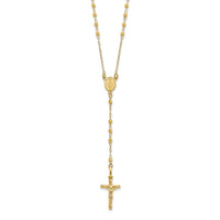 Load image into Gallery viewer, 14K Polished Faceted Beads Rosary Necklace
