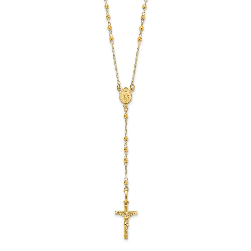 14K Polished Faceted Beads Rosary Necklace