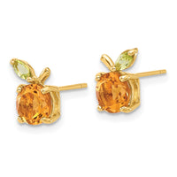 Load image into Gallery viewer, 14K Gold Citrine and Peridot Orange Post Earrings
