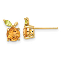 Load image into Gallery viewer, 14K Gold Citrine and Peridot Orange Post Earrings
