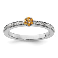 Load image into Gallery viewer, 14k White Gold Stackable Expressions Citrine and Diamond Ring
