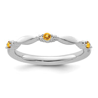 Load image into Gallery viewer, 14k White Gold Stackable Expressions Citrine and Diamond Ring
