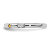 Load image into Gallery viewer, 14k White Gold Stackable Expressions Citrine and Diamond Ring
