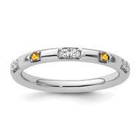 Load image into Gallery viewer, 14k White Gold Stackable Expressions Citrine and Diamond Ring

