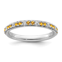 Load image into Gallery viewer, 14k White Gold Stackable Expressions Citrine and Diamond Ring

