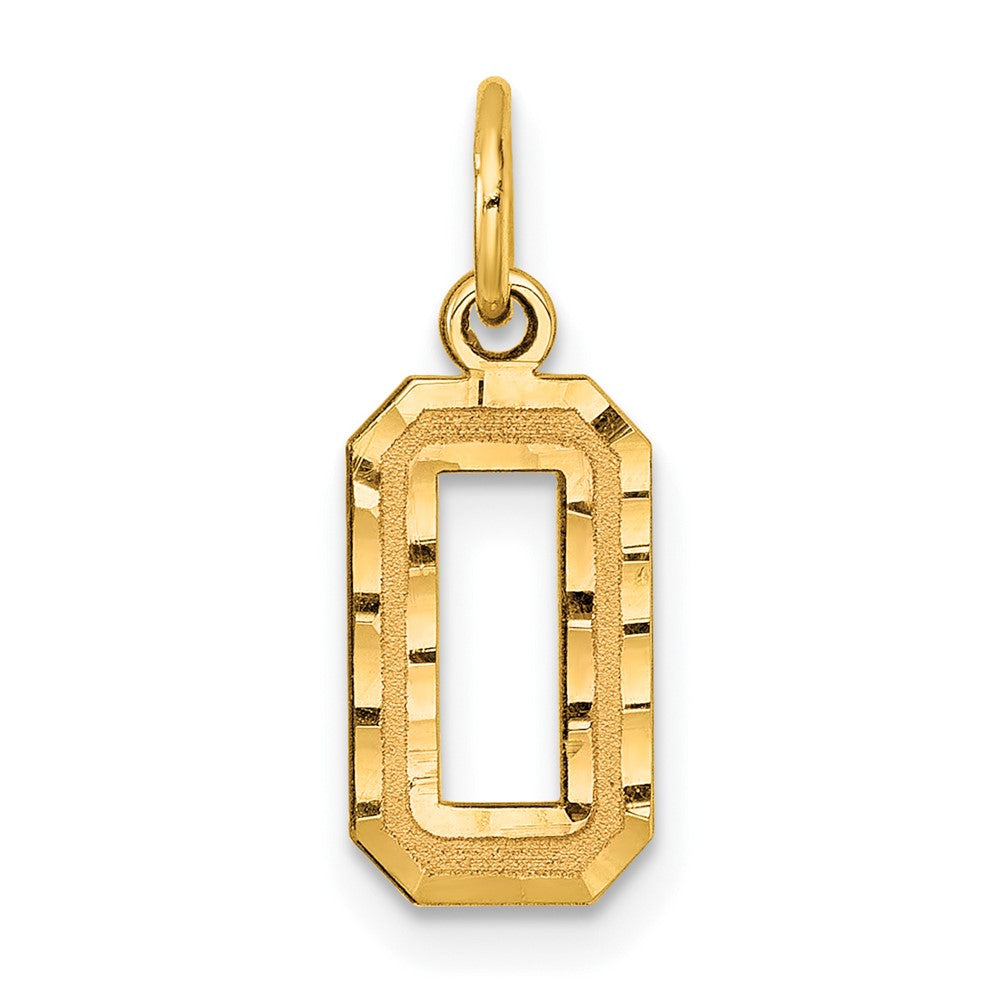 14k Small Brushed Diamond-cut Number 0 Charm