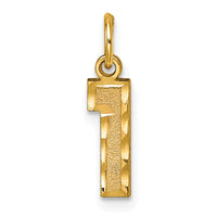 Load image into Gallery viewer, 14k Small Brushed Diamond-cut Number 1 Charm
