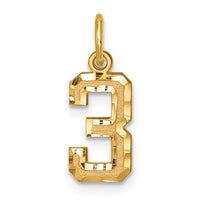 Load image into Gallery viewer, 14k Small Brushed Diamond-cut Number 3 Charm
